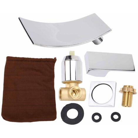 Chrome Wall Mount Waterfall Basin Faucet，Cold and Hot Basin Mixer