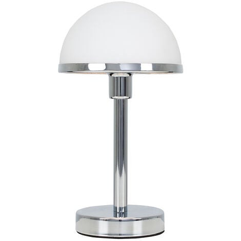 Chrome & White Glass Table Lamp
