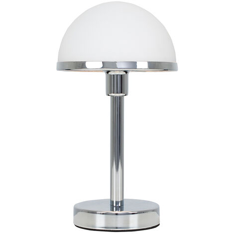 main image of "Chrome & White Glass Touch Table Lamp"