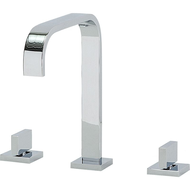 Modern Chromed Bathroom Basin Tap Mixer Sink Tap Twin Levers Kagera