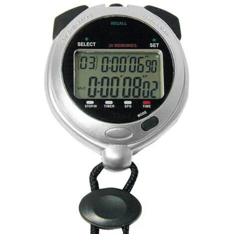 Chronomètre digital 20 mémoires - Gris