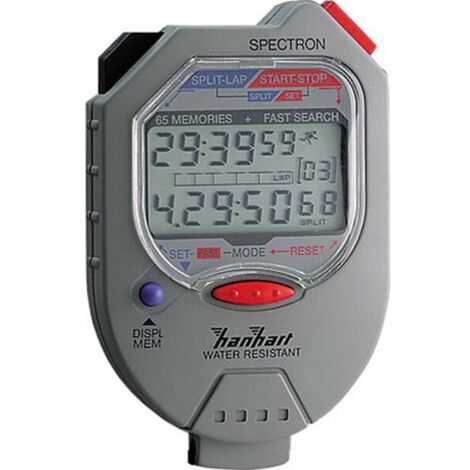Chronomètre numérique Spectron, Affichage LCD : Affichage double, Durée d'affichage 99999.99 min, Mémoire 65, Poids : 85 g