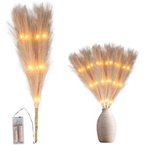 Chrsitmas 45cm Prelit  Pampas Grass Warm White LEDs Battery-Operated Artificial Flowers for Boho Room Decorations