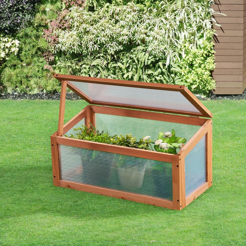 Greenhouse robuste en polycarbonate et en pin bois de toit en bois 60x30 cm
