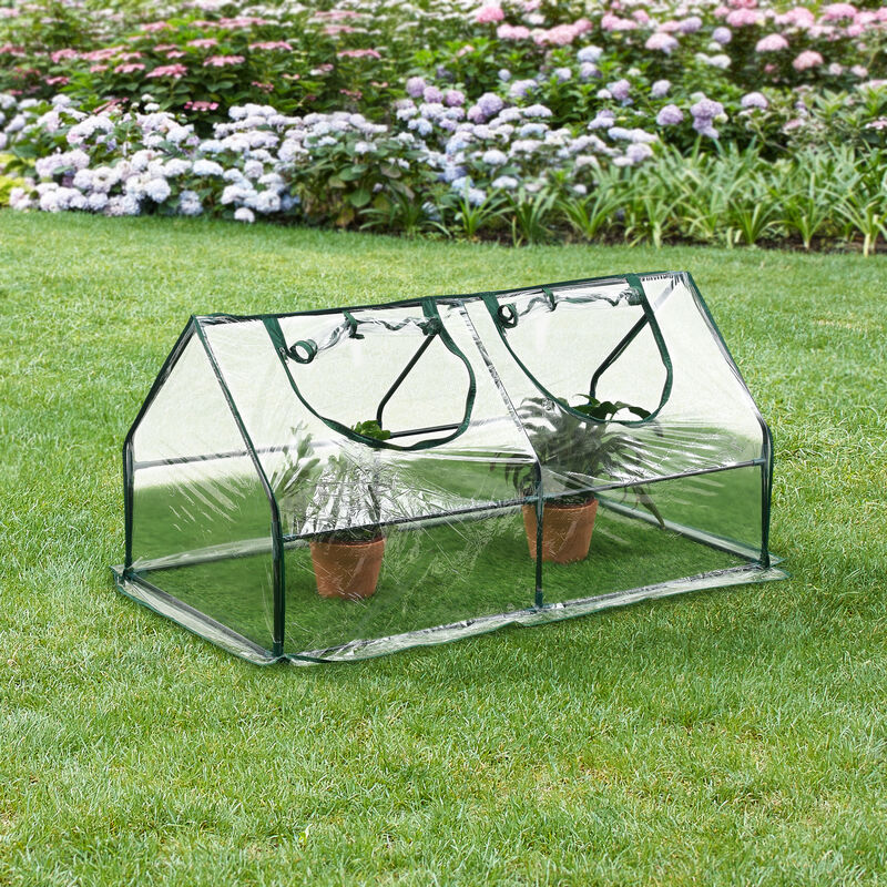 Châssis de jardin Laubach à 2 fenêtres en acier et pvc 120 x 60 x 60 cm [en.casa]