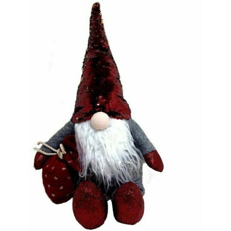 LCD - Grand Gnome avec Patette Chapeau Tissu 40 cm Deco Marionnette