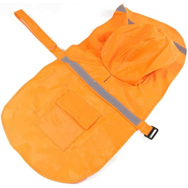 

Chubasquero impermeable para perros ajustable con capucha Chubasquero para perros reflectante Chaqueta impermeable para perros （Naranja ， M）