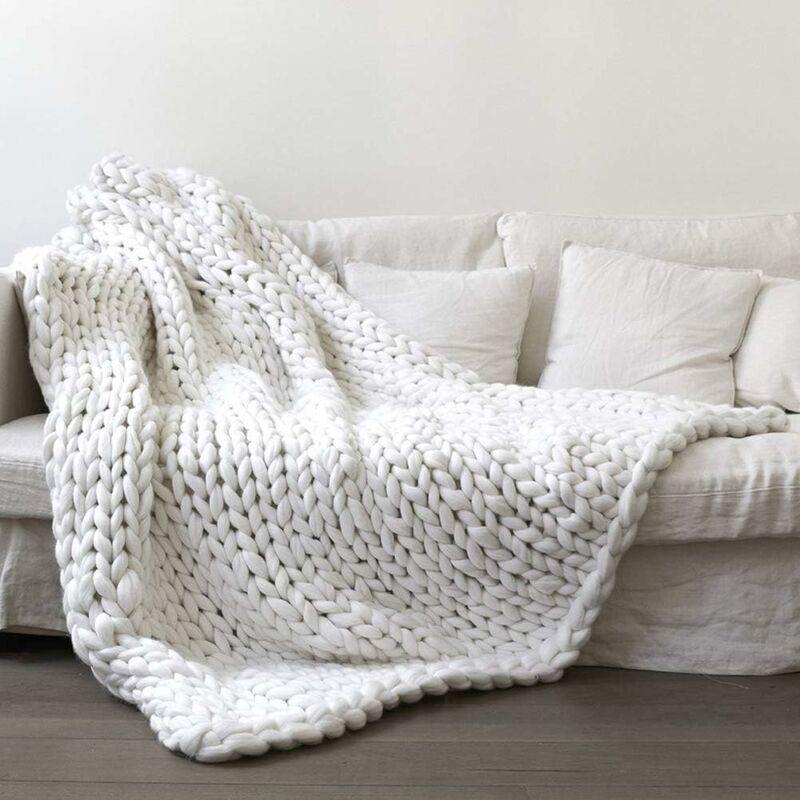 Chunky, Couverture, Grosse, Couverture En Tricot, Couverture Pour Bébé, Laine, Fil, Fait Main, Animal De Compagnie, Lit, Chaise, Canapé, Bras,