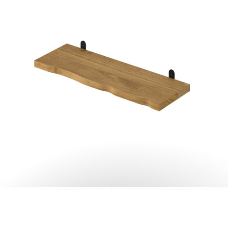 Chunky Live Edge Shelf with "L" Metal Bracket Kit - Pine - L20 x W60 x H2.5 cm - Antique Wax