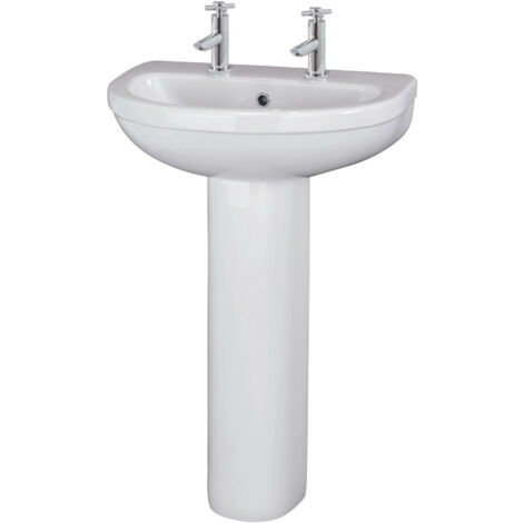 Churnet Round 2 Tap Hole Basin & Full Pedestal - 550mm
