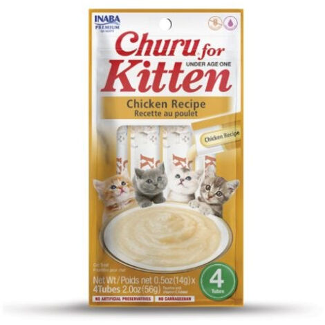 CHURU LOT DE 4 FRIANDISES SAINES POUR CHATONS DE MOINS DE 12 MOIS, POULET (4 PIÈCES X 14 G) INABA EU692
