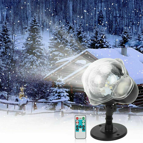 Chute de neige LED Lumière Projecteur,Lumières avec Télécommande Rotative Paysage Étanche Flocon De Neige Éclairage Décoratif pour Parti