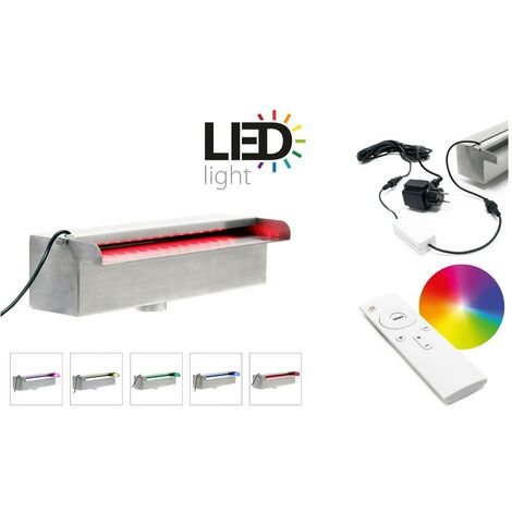 Chute d'eau en acier inoxydable avec cascade LED de 40 cm