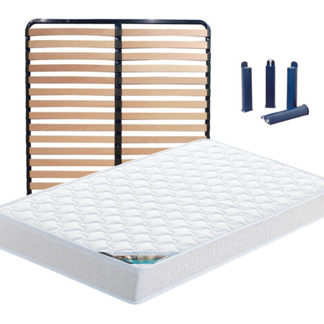 CHYPRE - Pack Matelas + Lattes 130x190 + Pieds