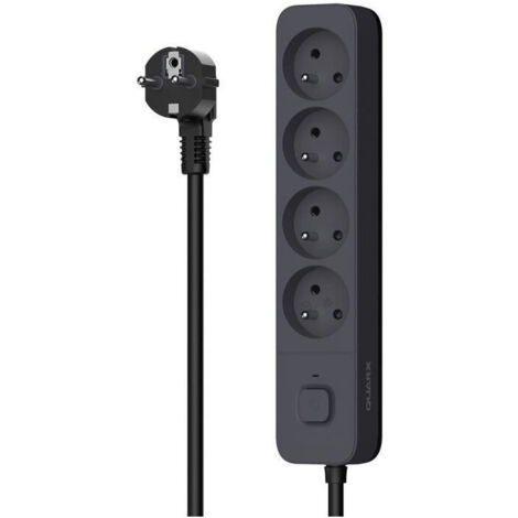 Ciabatta 4P cavo 3G1 - 5mm2 - 1,5 metri Nero e Grigio Quarx