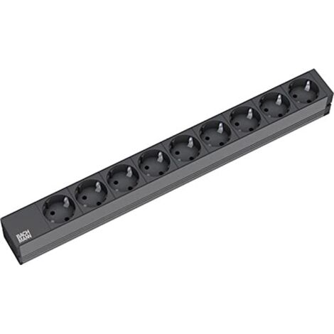 Ciabatta elettrica 19'', 9 prese, senza interruttore, colore: nero