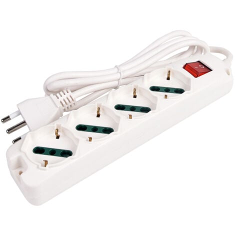 CIABATTA ELETTRICA MULTIPRESA 4 POSTI CON INTERRUTTORE ON-OFF - IDEALE PER CASA UFFICIO ELETTRODOMESTICI