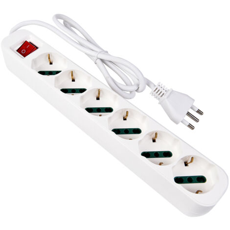 CIABATTA ELETTRICA MULTIPRESA SCHUKO BIPASSO 6 PRESE CON SPINA 16A - CON INTERRUTTORE ON/OFF IDEALE PER CASA E UFFICIO