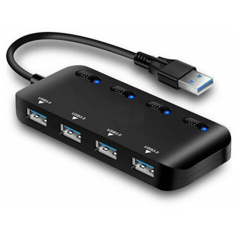 Ciabatta multipresa con hub USB 3.0, 4 porte USB multiple ultrasottili con indicatori di interruttore di alimentazione individuali