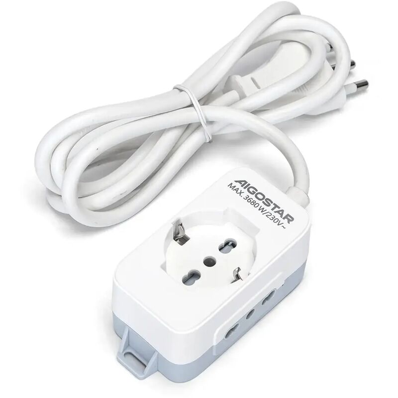 Multipresa elettrica 3 vie 1.5m H05VV-F 3G1.0m㎡ bianco e grigio mini