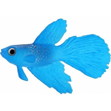CIAFER aquarium poisson nageur en plastique, silicone petits poissons réaliste et faux aquarium décoration (Betta Bleu)