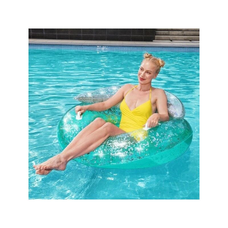 Trade Shop Traesio - Boya Salvavidas Hinchable Donut Dream Glitter 117 X 117 Cm Con 2 Manillas 43509