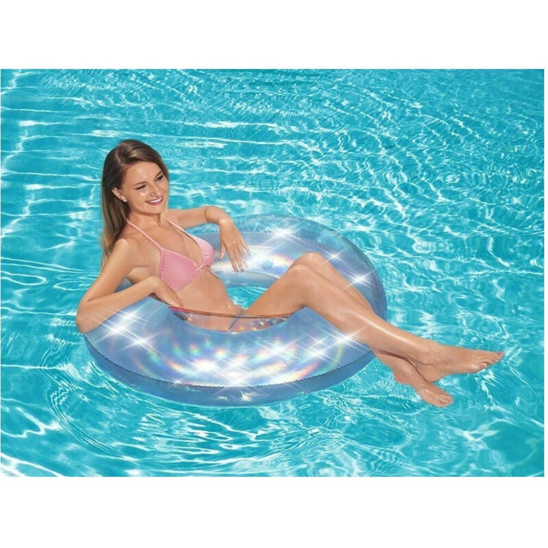 Trade Shop - Ciambella Salvagente Gonfiabile Iridescente 107 Cm Mare Spiaggia Piscina 36240 -