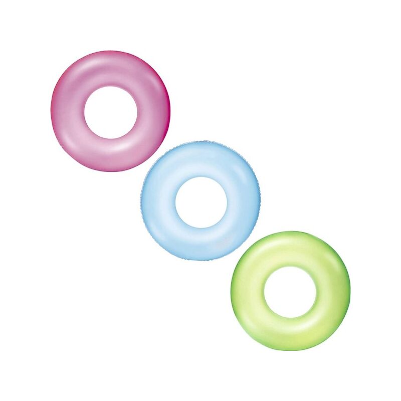 Trade Shop Traesio - Donut Hinchable Para Niños Neon Transparente Natacion 76 Cm 36024