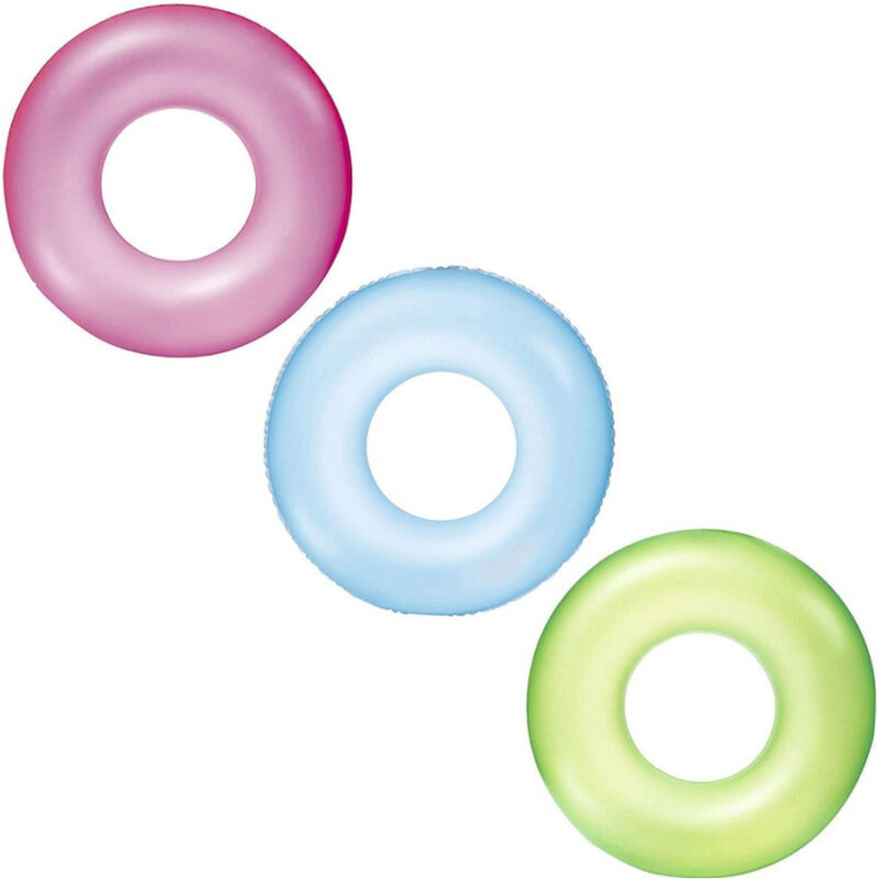 Donut Hinchable Para Niños Neon Transparente Natacion 76 Cm 36024 -