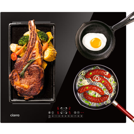 CIARRA Built-in 4 Zones induction hob, Integrated Electric Cooktop with 1 Flex Zone 7200W-CD4BFBIH - Black