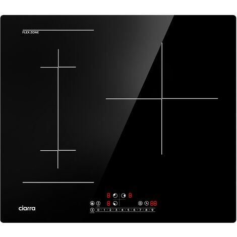 CIARRA Built-in Induction Hob 3 Zones Integrated Electric Cooktop with Flex Zone Cooker 6500W-CD3BFBIH - Black