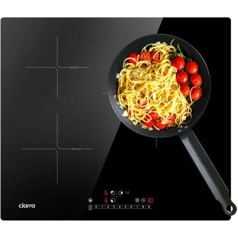 CIARRA CD3BBIH Plaque Induction 3 Foyers 6200W Boosters Commandes Sensitives 9 Niveaux Minuteur 59cm