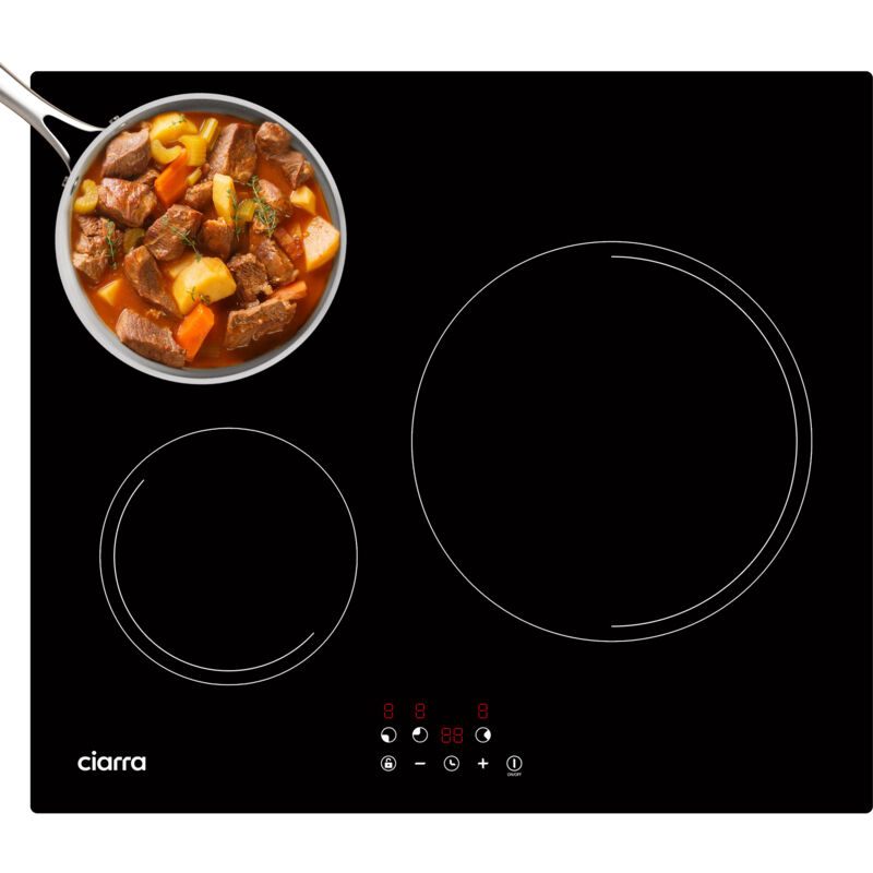 Plaque induction 3 zones 59cm 5600w pause fonction verre noir cd3bih-e CD3BIH-E