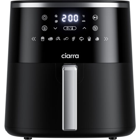 CIARRA Freidora sin aceite 5L 1500W 8 programas predefinidos temperatura ajustable control táctil CDAF1A Negro