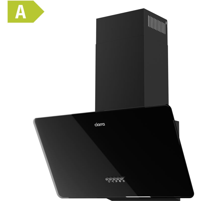 Ciarra - Hotte Aspirante 60cm 350m3/h Recyclage ou Evacuation led Lampe Noir CD6750B