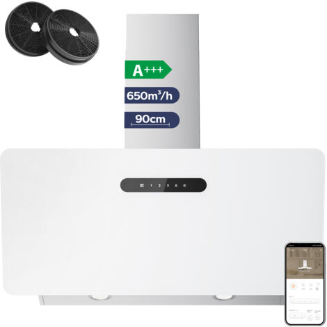 Ciarra – Hotte aspirante casquette 90cm – Wi-fi connectée 650m³/h – 4 vitesses – Moteur silencieux 85W – Filtres inclus – CD9736KW