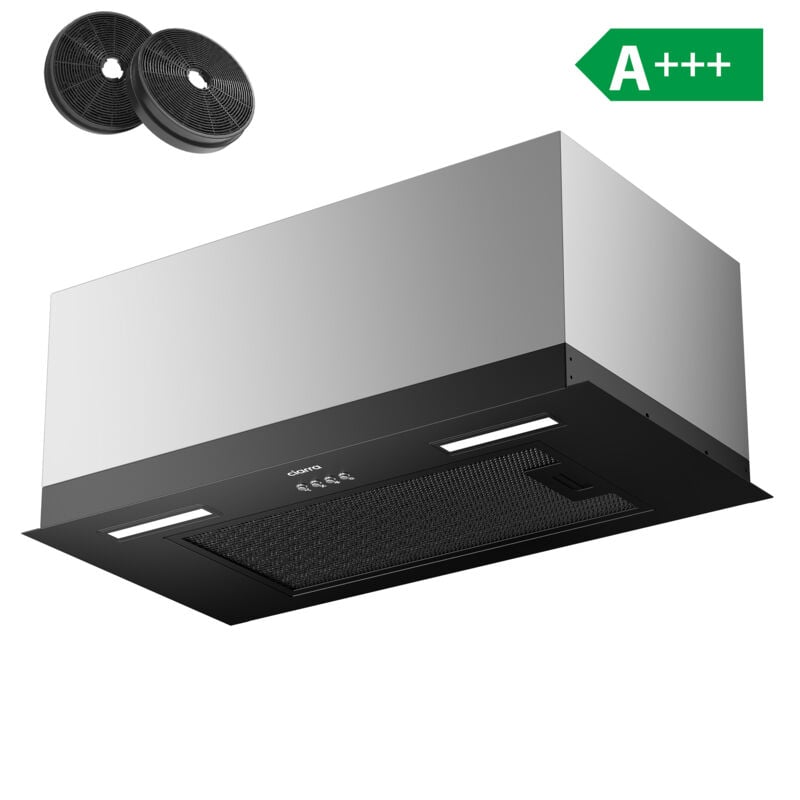 Ciarra - 650 m³/h Hotte groupe filtrant Evacuation ou Rcyclage 3 Vitesses led Eclairage Noir a+++