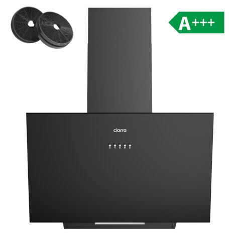 Ciarra Hotte inclinée 60cm classe 650m3h 3 vitesses évacuation ou recyclage noire