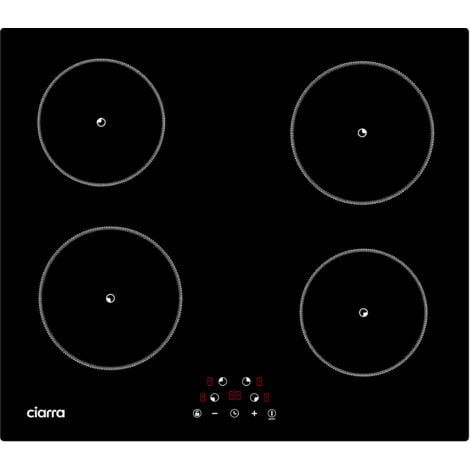CIARRA Piano cottura a induzione 6000W 4 zone di cottura sicurezza bambini regolazione della potenza timer 99 minuti 59cm CD4BIH-F