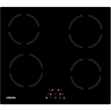 CIARRA Placa de Inducción 4 Fuegos 6000W Placa de Cocina 59cm Temporizador CD4BIH-A