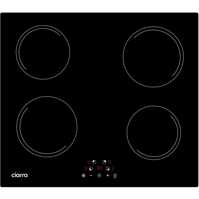 Plaque Induction 4 Feux 6000W Sécurité Enfants Puissance Réglable 99 Min 59cm CD4BIH-E - Ciarra