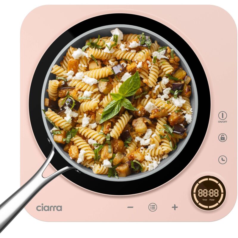 Plaque Induction Portable 2000W CDTIH1A-P Minuterie 240min Sécurité Enfants Rose - Ciarra