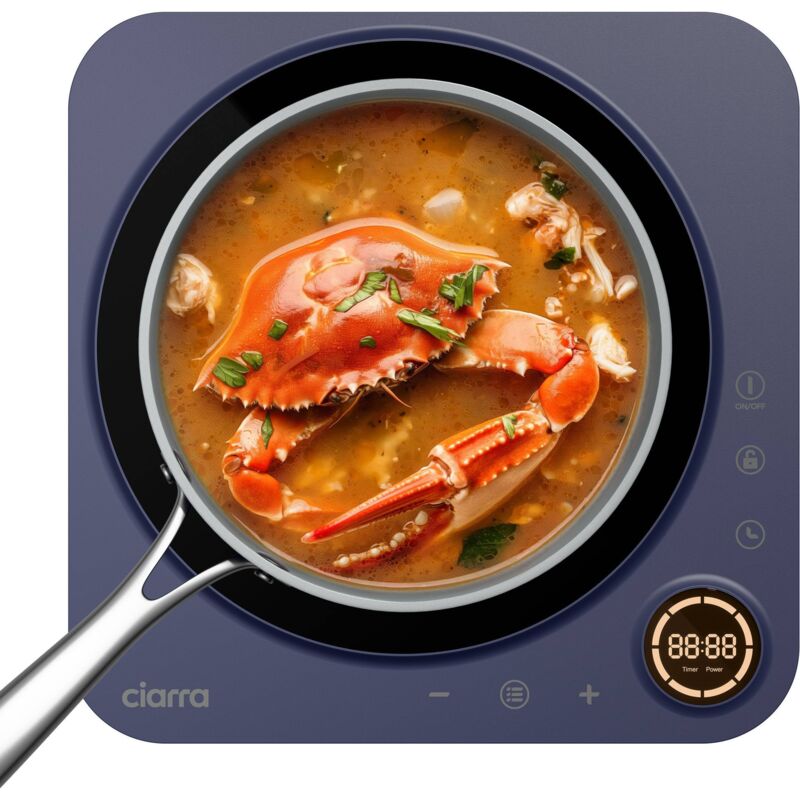 Plaque Induction Portable 2000W CDTIH1A-M Minuterie 240min Sécurité Enfants Bleu - Ciarra