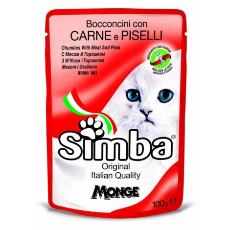 CIBO GATTO MONGE SIMBA 100 G CARNE E PISELLI - 24 pezzi