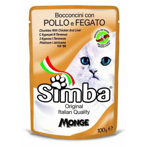 CIBO GATTO MONGE SIMBA 100 G POLLO E FEGATO - 24 pezzi