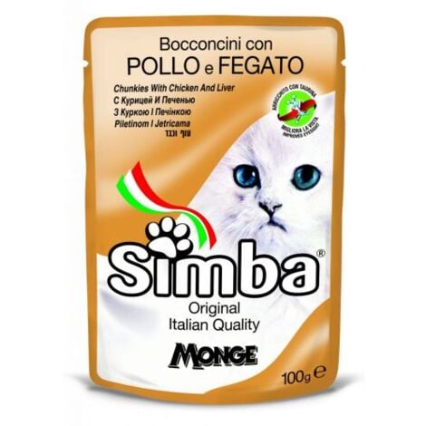 CIBO GATTO MONGE SIMBA 100 G POLLO E FEGATO 24 PZ