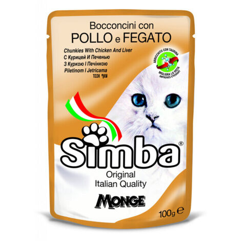 CIBO GATTO MONGE SIMBA 100 G POLLO E FEGATO- 24,0 pz