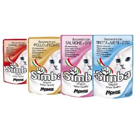 CIBO GATTO MONGE SIMBA 100 G SALMONE E ORATA 24 PZ