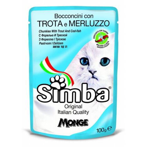 CIBO GATTO MONGE SIMBA 100 G TROTA E MERLUZZO - 24 pezzi