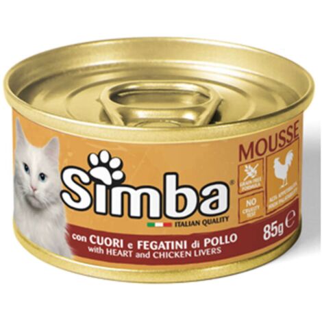 CIBO GATTO MONGE SIMBA 85 G CUORI E FEGATINI POLLO - 24 pezzi